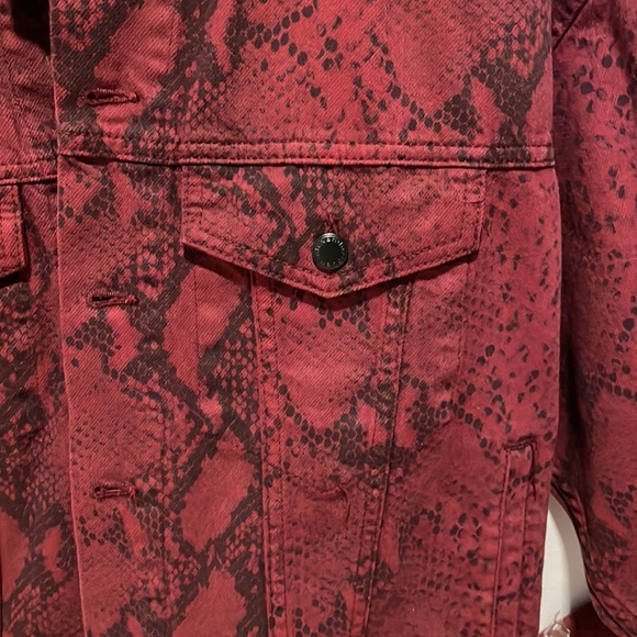 Alexander Wang Game Red Snakeskin Denim Jacket - Picture 3 of 5